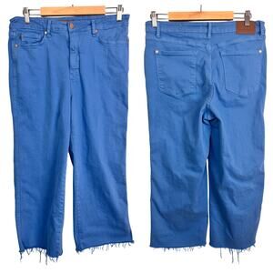 Judy Blue Women's 15/32 High Rise Tummy Control Wide Leg Crop Jean Raw Hem Dyed‎